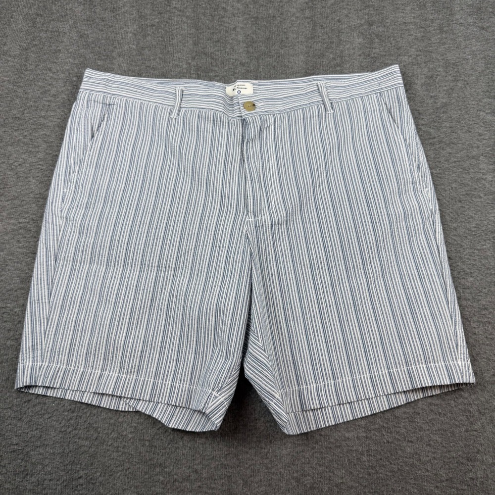 Ben Sherman Shorts Men 38 Blue White Striped Regular Fit Cotton Seersucker Style